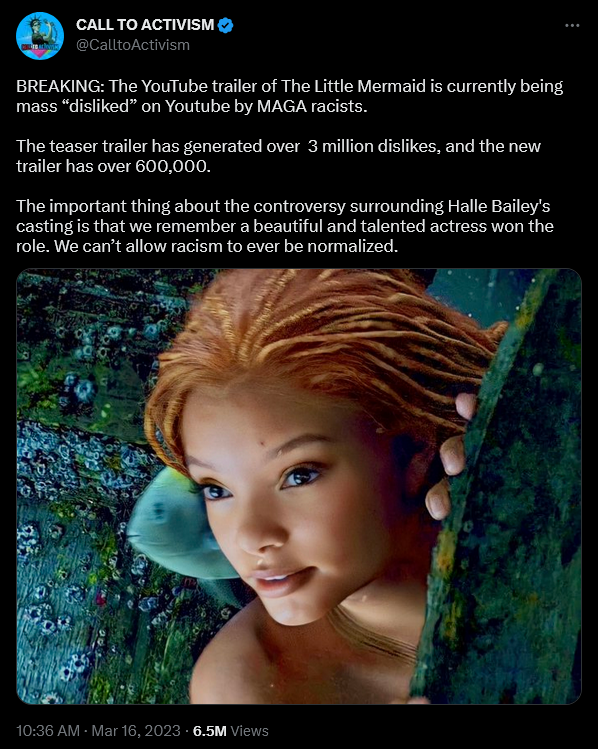 Call to Activism pushes Disney';s disingenuous 'racism' narrative for 'The Little Mermaid'