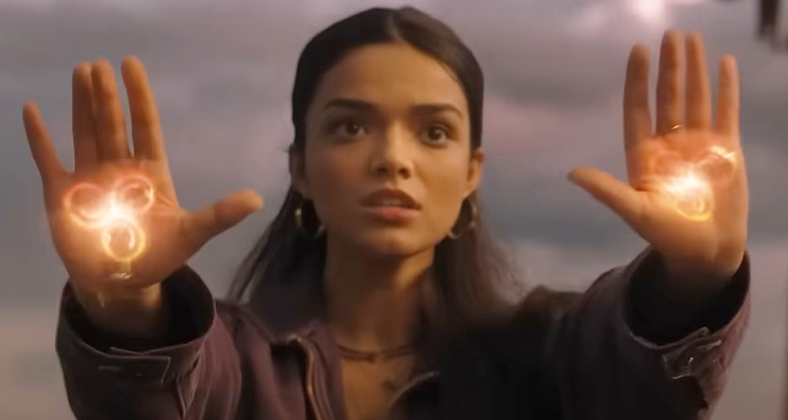 Anthea (Rachel Zegler) attempts to unleash her magics in Shazam! Fury of the Gods (2023), DC Studios