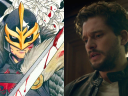Dane Whitman as depicted on Peach Momoko's variant cover to Black Knight: Curse of the Ebony Blade Vol. 1 #1 (2021), Marvel Comics / Dane Whitman (Kit Harrington) confronts his family's history in Eternals (2021), Marvel Entertainment