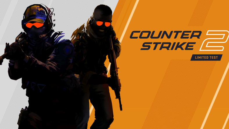 Two silhouetted figures stand beside the game's logo via Counter-Strike 2 official website