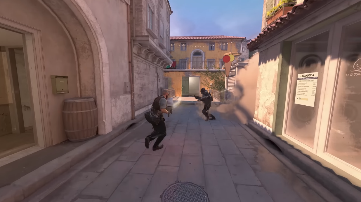 A player steps out from smoke, and is met with a hail of gunfire via Counter-Strike 2: Moving Beyond Tick Rate, Valve YouTube