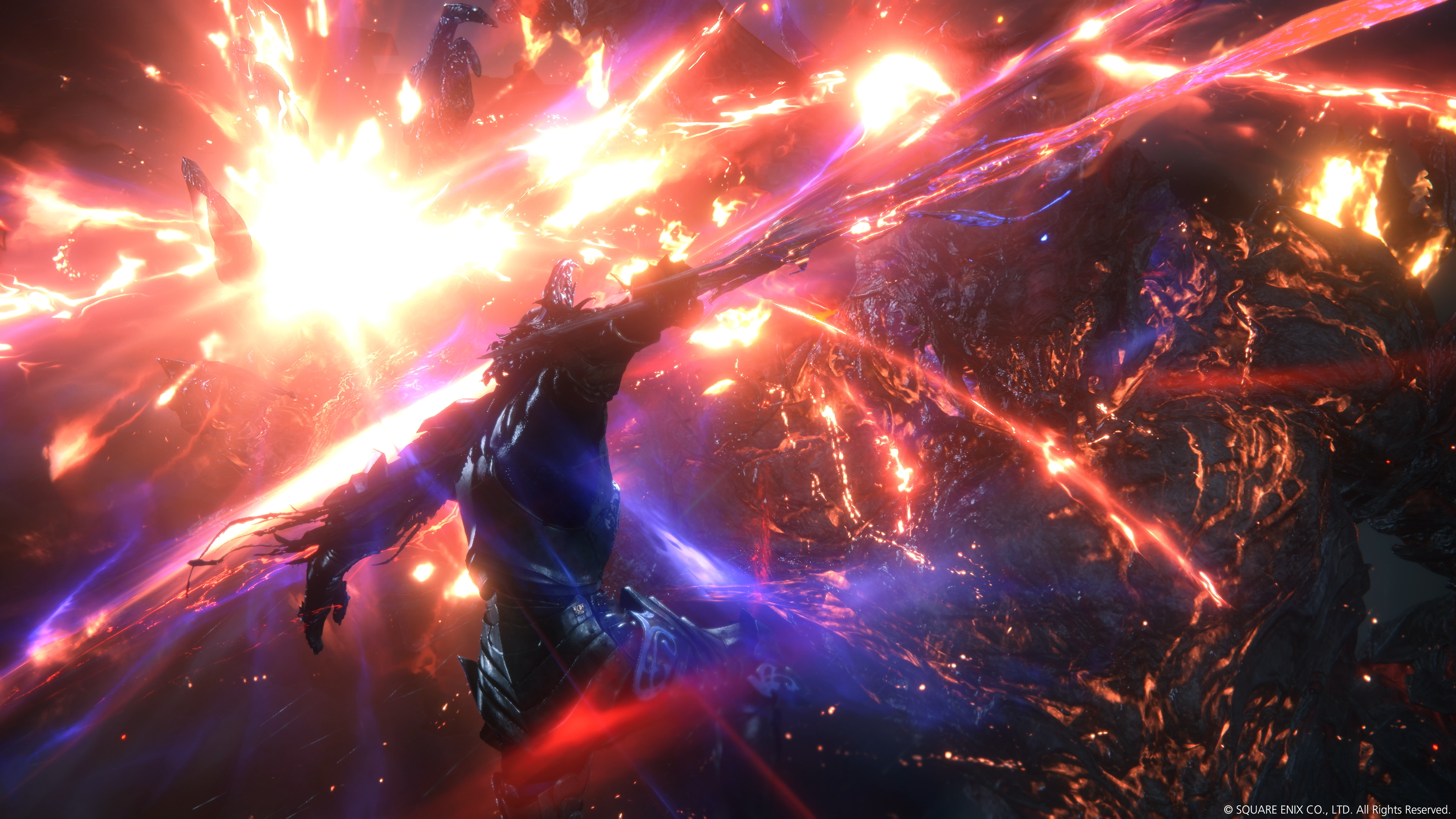 Clive Rosfield (Yuma Uchida) unleashes the power of Ifrit in a blazing slash in Final Fantasy XVI (2023), Square Enix