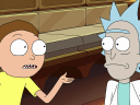 Rick and Morty (Justin Roiland) find themselves aboard the Story Train in Rick and Morty Season 4 Episode 6 "Never Ricking Morty" (2020), Adult Swim