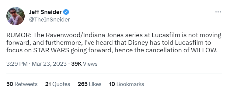 RUMOR: Lucasfilm No Longer Developing 'Indiana Jones' Disney+ Series -  Murphy's Multiverse