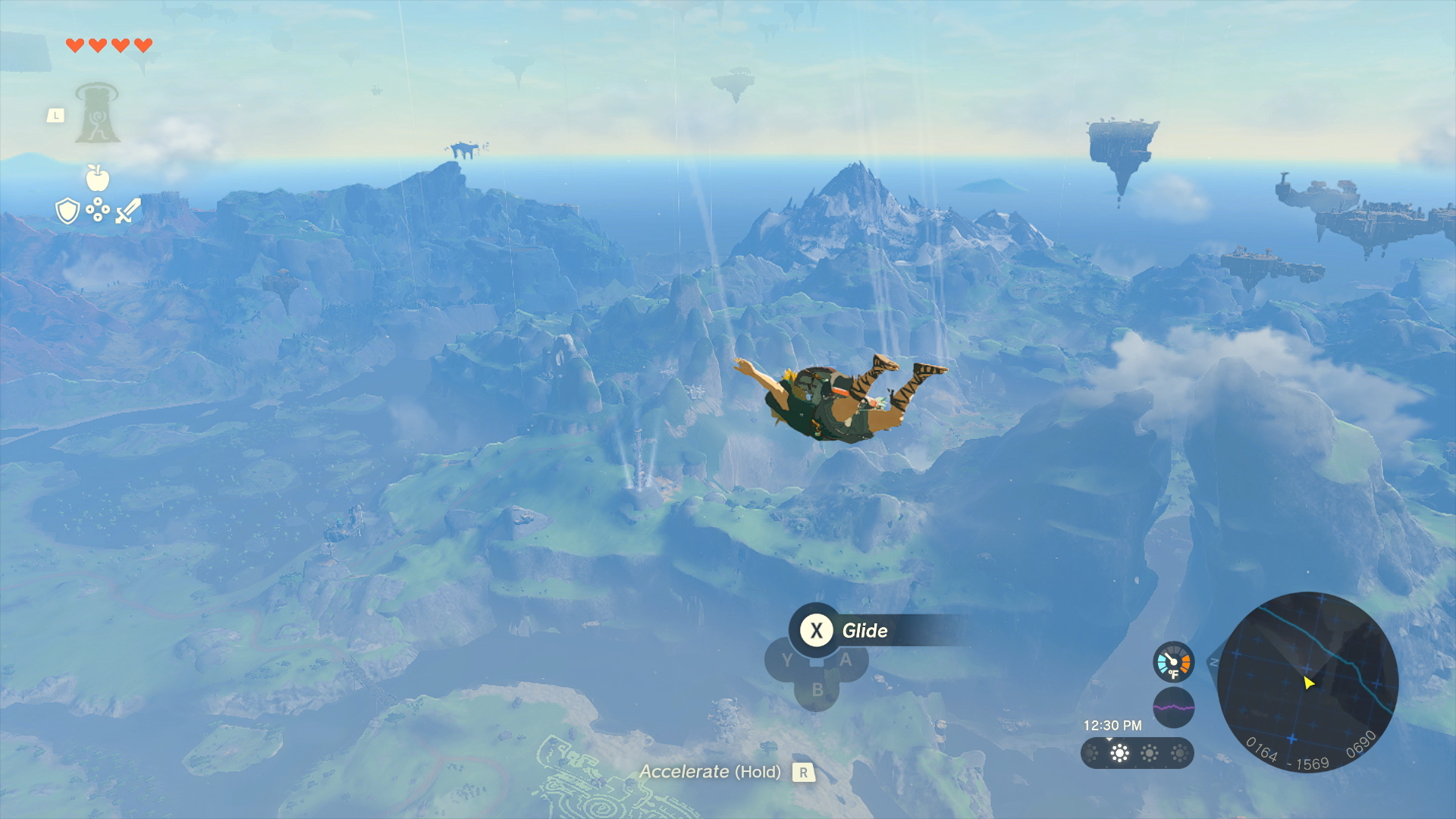 Link falls high from the sky above Hyrule via The Legend of Zelda: Tears of the Kingdom (2023), Nintendo