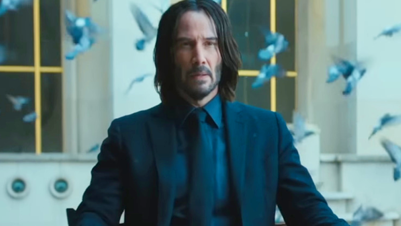 John Wick (Keanu Reeves) meets with Marquis Vincent de Gramont (Bill Skarsgård) in John Wick: Chapter 4 (2023), Lionsgate Films