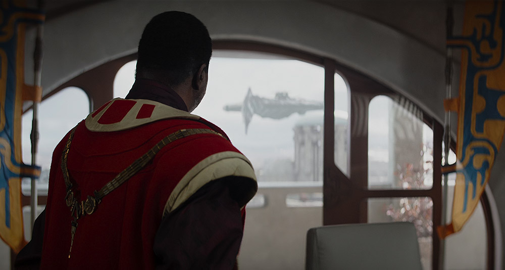 Greef Karga sees Gorian Shard's pirate ship in 'The Mandalorian' (2023), Disney+ 