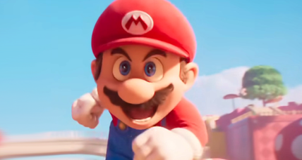 Mario (Chris Pratt) prepares to rush off into adventure in The Super Mario Bros. Movie (2023), Illumination Entertainment