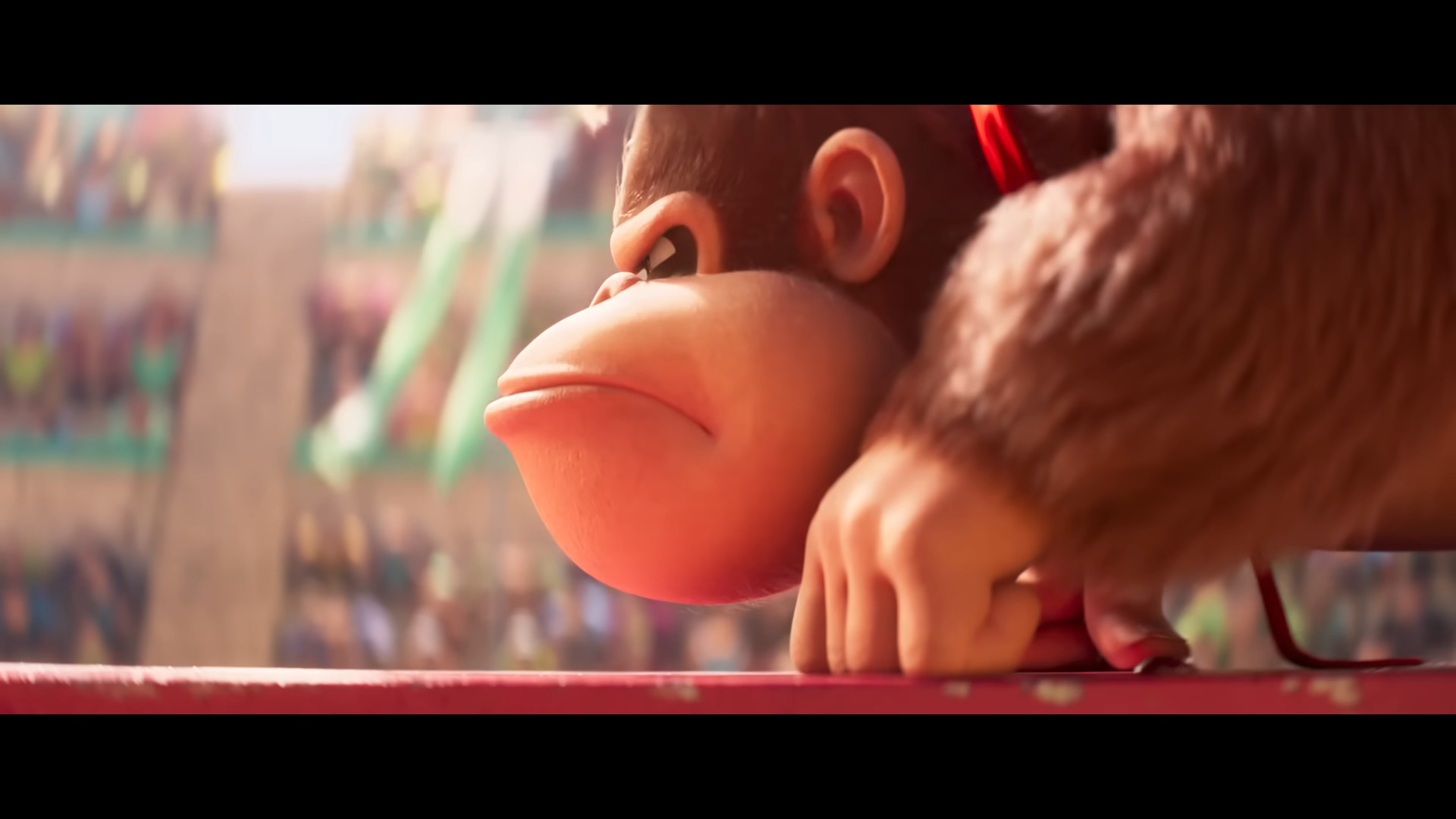 Donkey Kong (Seth Rogen) prepares to fight in The Super Mario Bros. Movie (2023), Illumination Entertainment