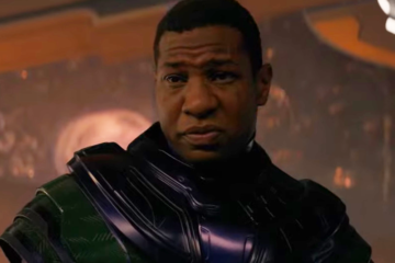 Kang the Conqueror (Jonathan Majors) is having none of what Janet Van Dyne (Michelle Pfeiffer) is selling in Ant-Man and the Wasp Quantumania (2023), Marvel Entertainment
