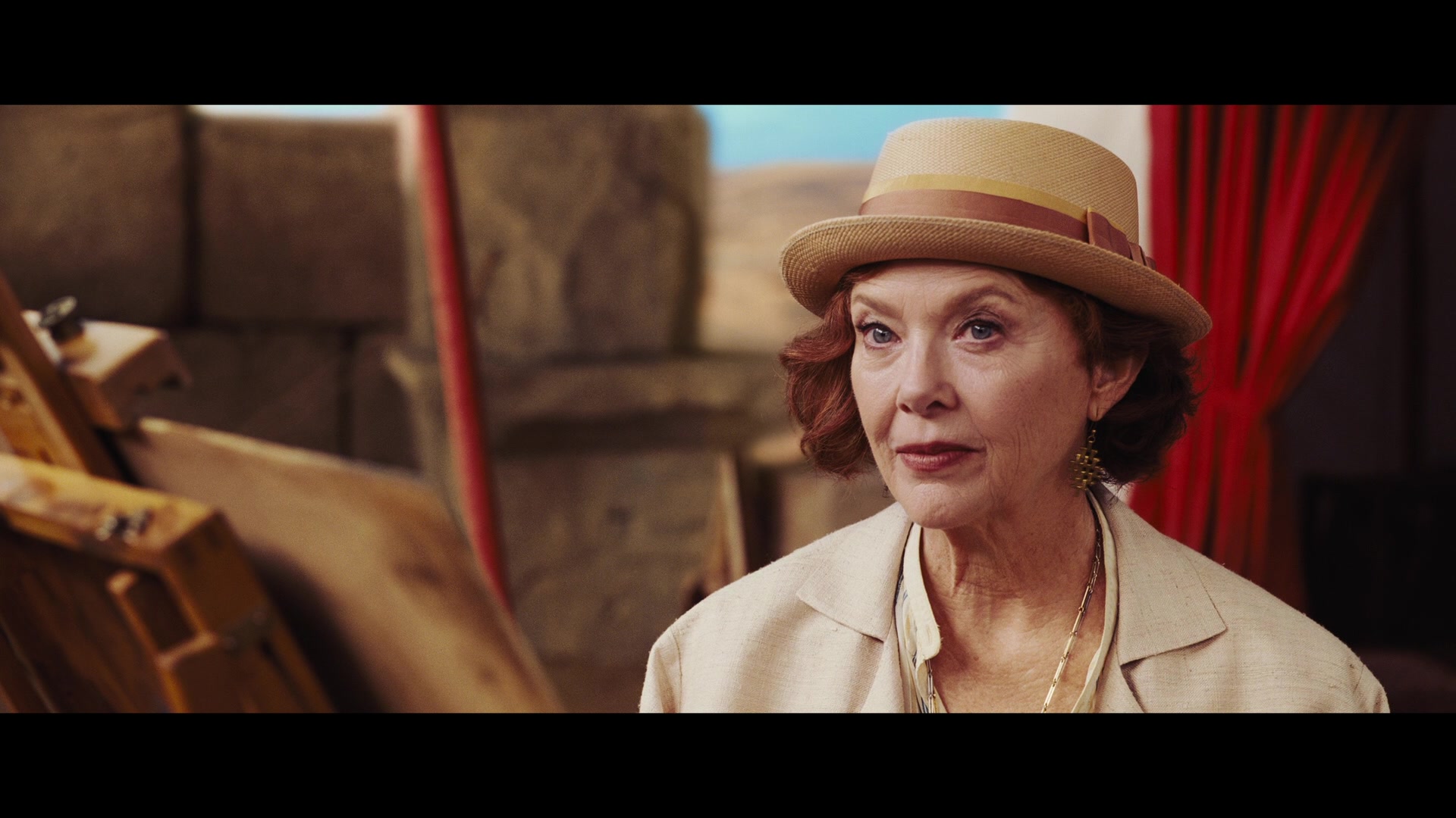 Bouc's mouther, Euphemia (Annette Bening) serves as the cinematic stand-in for Mrs. Allerton in Death on the Nile (2022), 20th Century Studios 