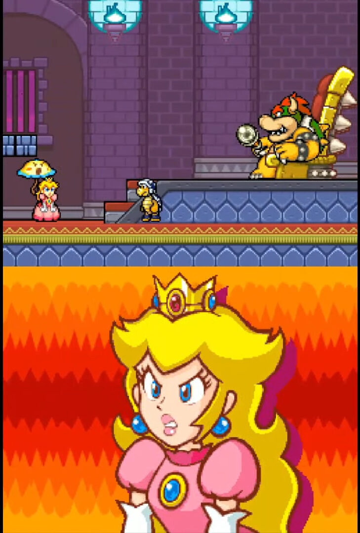 Bowser taunts Princess Peach in Super Princess Peach (2005), Nintendo