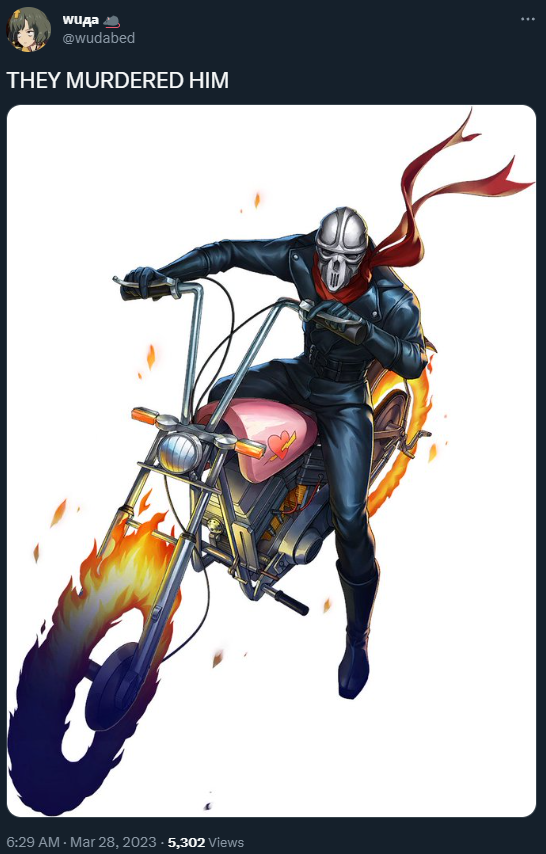 Wudabed reveals Hell Biker has been censored in the Chinese version of Persona 5: The Phantom X via Twitter