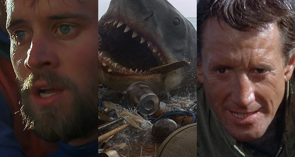 A collage of scenes from 'Jaws,' 'Jaws 2' and 'Jaws: The Revenge,' Universal Studios