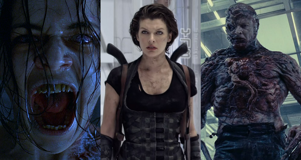 A collage of scenes from 'Resident Evil,' 'Resident Evil: Extinction' and 'Resident Evil: Afterlife,' Sony Pictures