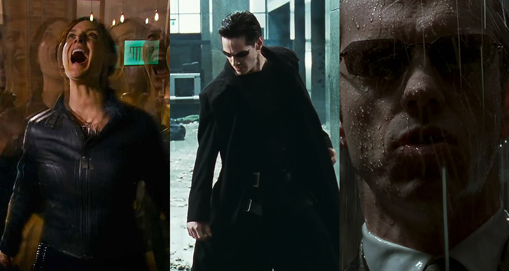 A collage of scenes from 'The Matrix,' 'The Matrix Resurrections' and 'The Matrix Revolutions,' Warner Bros.