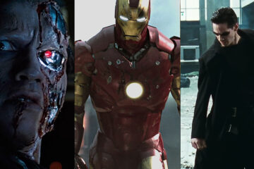 Split image of 'The Terminator,' 'Iron Man' and 'The Matrix'