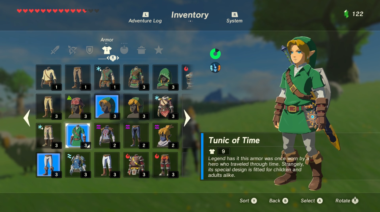 Link wears the Tunic of Time via The Legend of Zelda: Breath of the Wild (2017), Nintendo