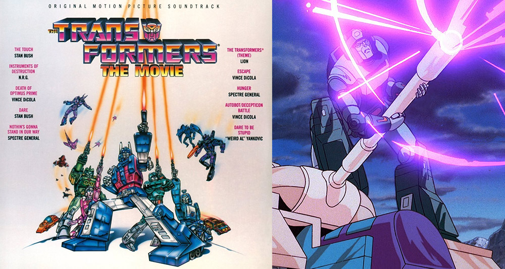 The 'Transformers: The Movie' soundtrack, and Kup battling Blitzwing in the 1986 film, De Laurentiis Entertainment Group