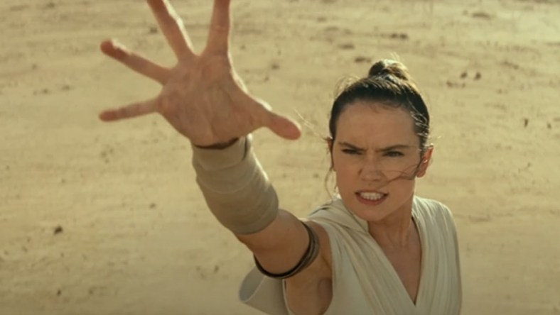 Rey uses the Force to pull down a spaceship in 'Star Wars: The Rise of Skywalker (2019), Disney+