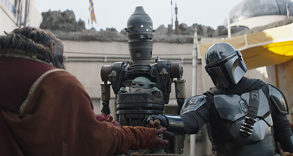 Grogu gets into trouble in his IG-12 suit in 'The Mandalorian' (2023), Disney+