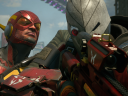 The Flash peers over Deadshot's shoulder, the latter oblivious to his presence via Suicide Squad: Kill the Justice League (2023), Rocksteady Games