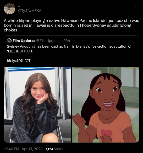 @Ty4fwMEKA weighs in on Sydney Elizabeth Agudong's casting in Disney's live-action 'Lilo & Stitch'