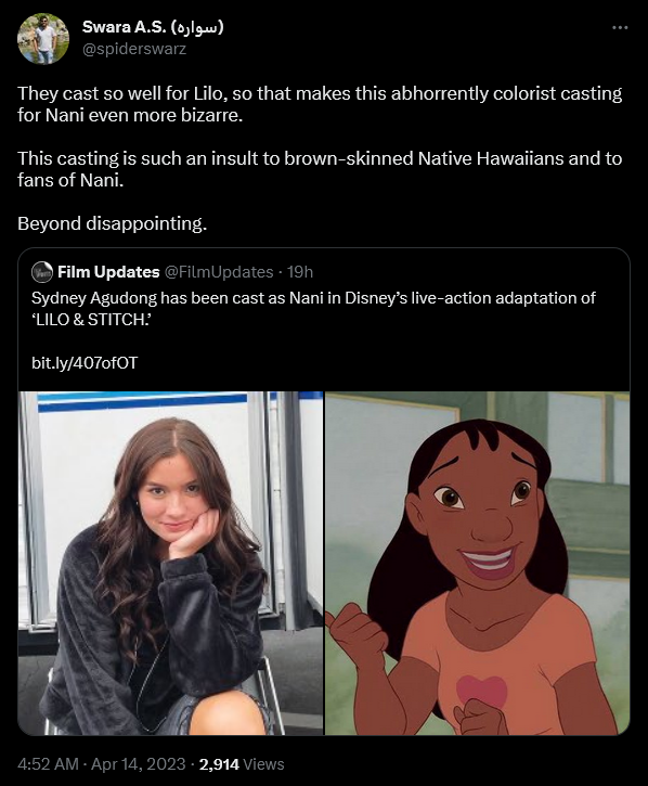 @spiderswarz weighs in on Sydney Elizabeth Agudong's casting in Disney's live-action 'Lilo & Stitch'