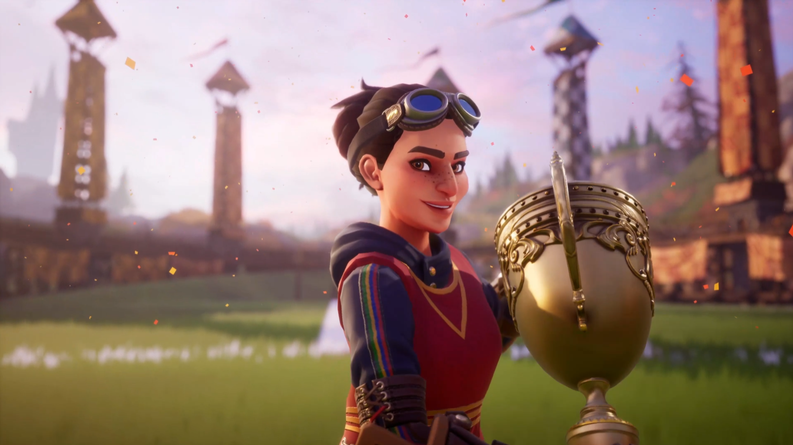 A player holds a trophy via Harry Potter: Quidditch Champions (TBA), Warner Bros. Games