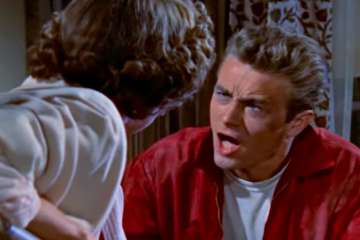 Jim Stark (James Dean) tries explaining his responsibility to his mother Carol (Ann Doran) in Rebel Without A Cause (1955), Warner Bros. Pictures