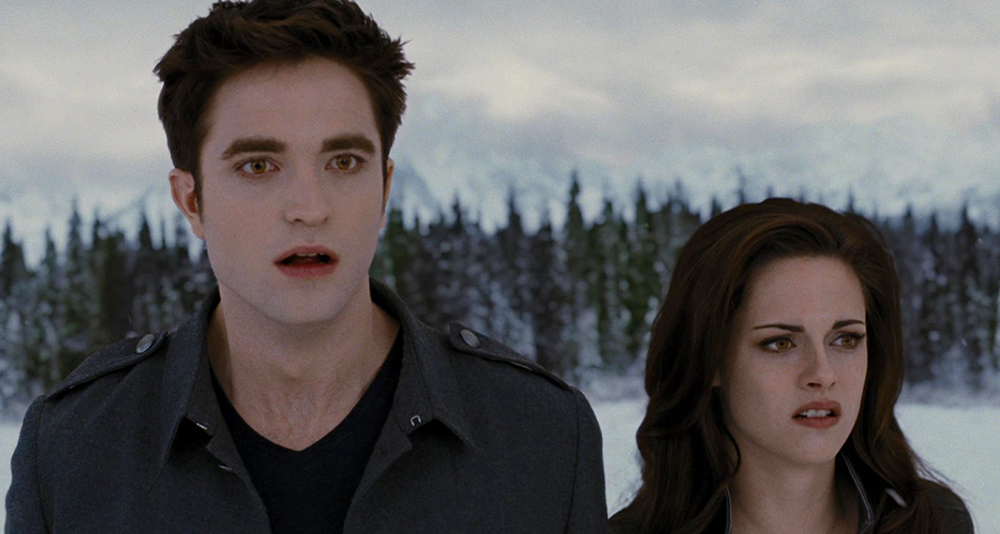 Edward (Robert Pattinson) and Bella (Kristen Stewart) prepare to brawl in The Twilight Saga: Breaking Dawn – Part 2 (2012), Lionsgate Entertainment