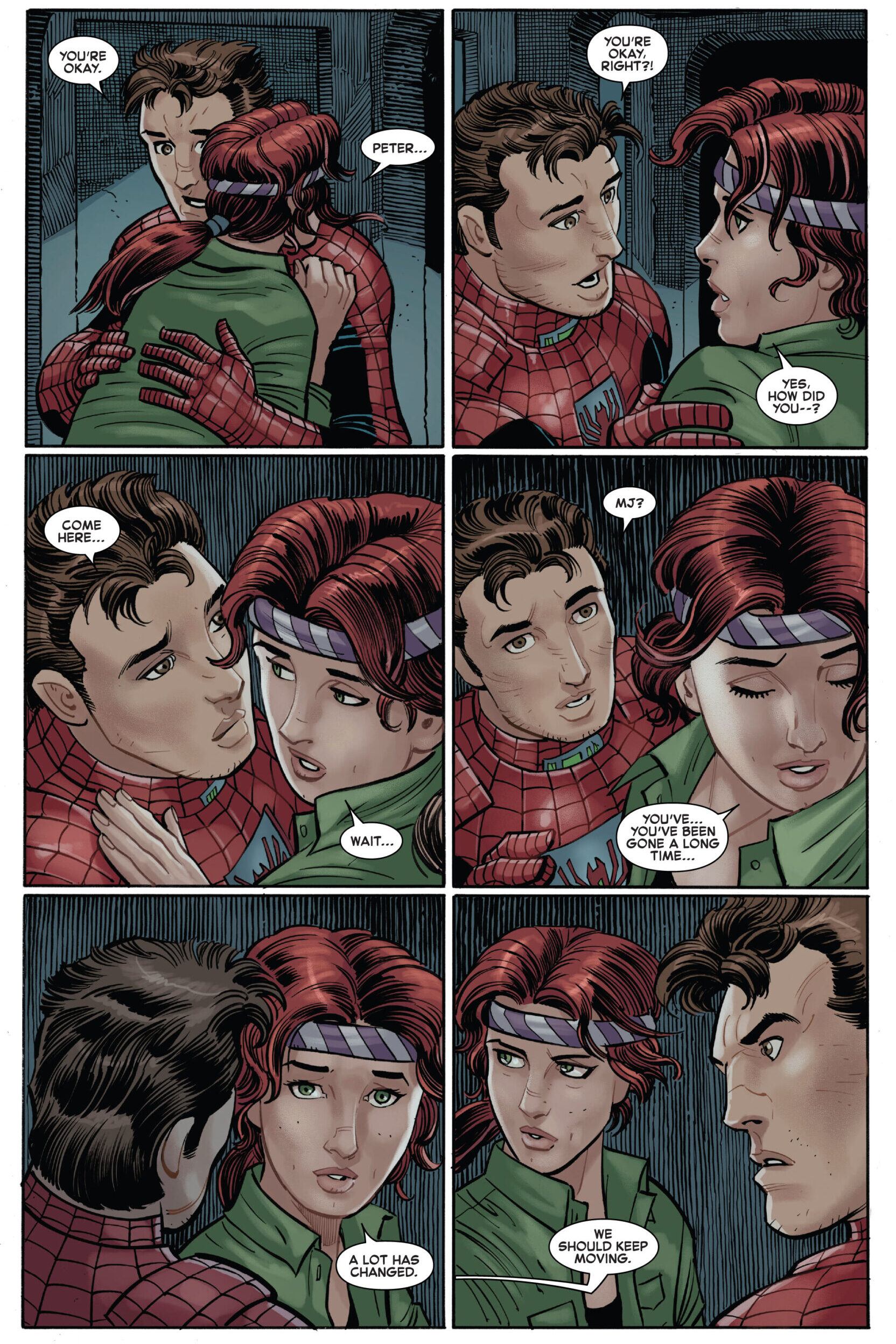 Peter Parker is confused to find Mary-Jane Watson giving him the cold shoulder in Amazing Spider-Man Vol. 6 #24 (2023), Marvel Comics. Words by Zeb Wells, art by John Romita Jr., Scott Hana, Marcio Menyz, and Joe Caramagna.
