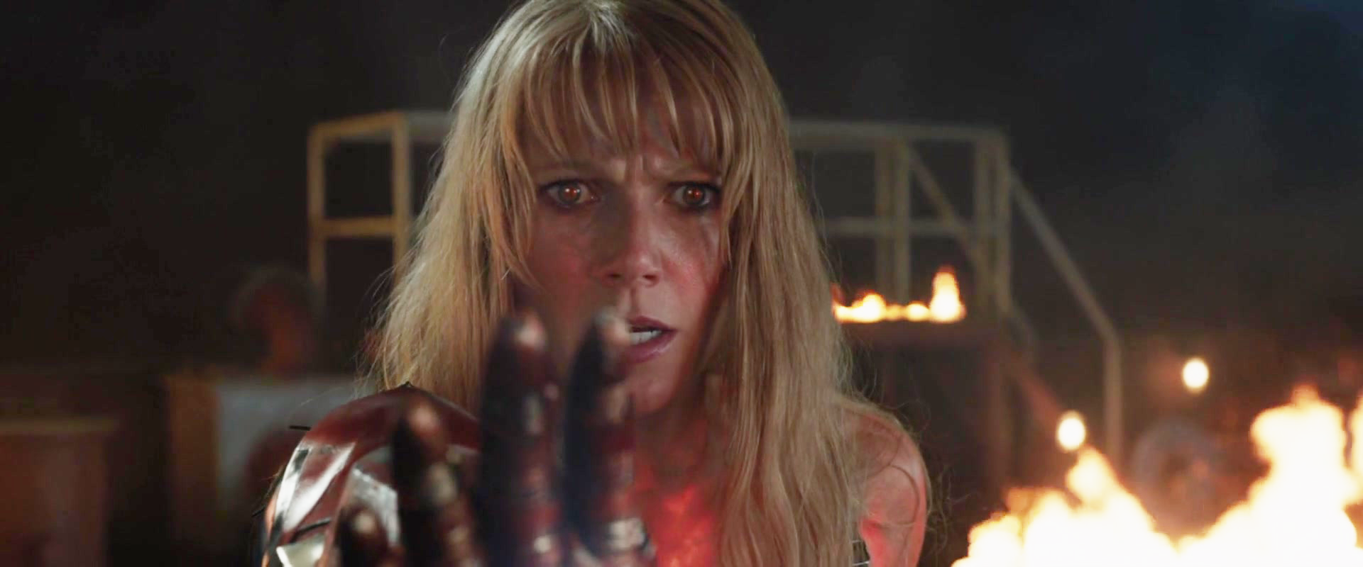 An Extremis-powered Pepper Potts (Gwenyth Paltrow) saves the day in Iron Man 3 (2013), Marvel Entertainment