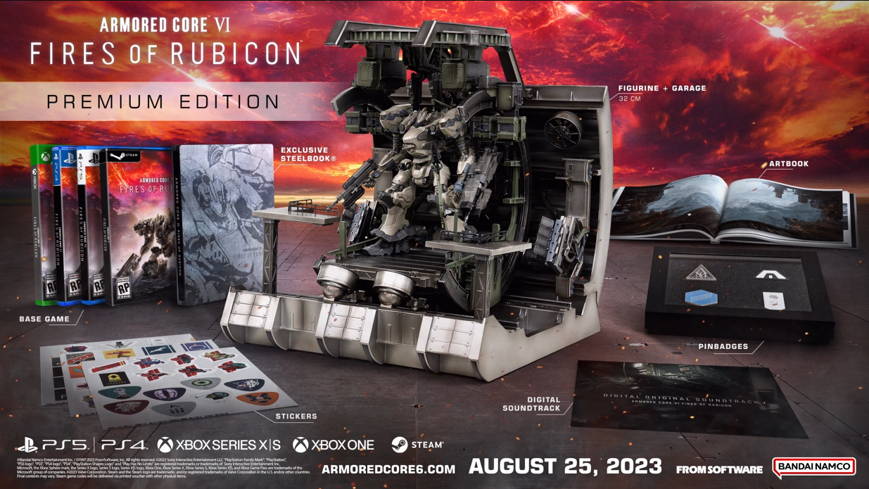 The Armored Core VI: Fires of Rubicon Premium Edition via ARMORED CORE VI FIRES OF RUBICON — Gameplay Trailer, Bandai Namco Entertainment America YouTube