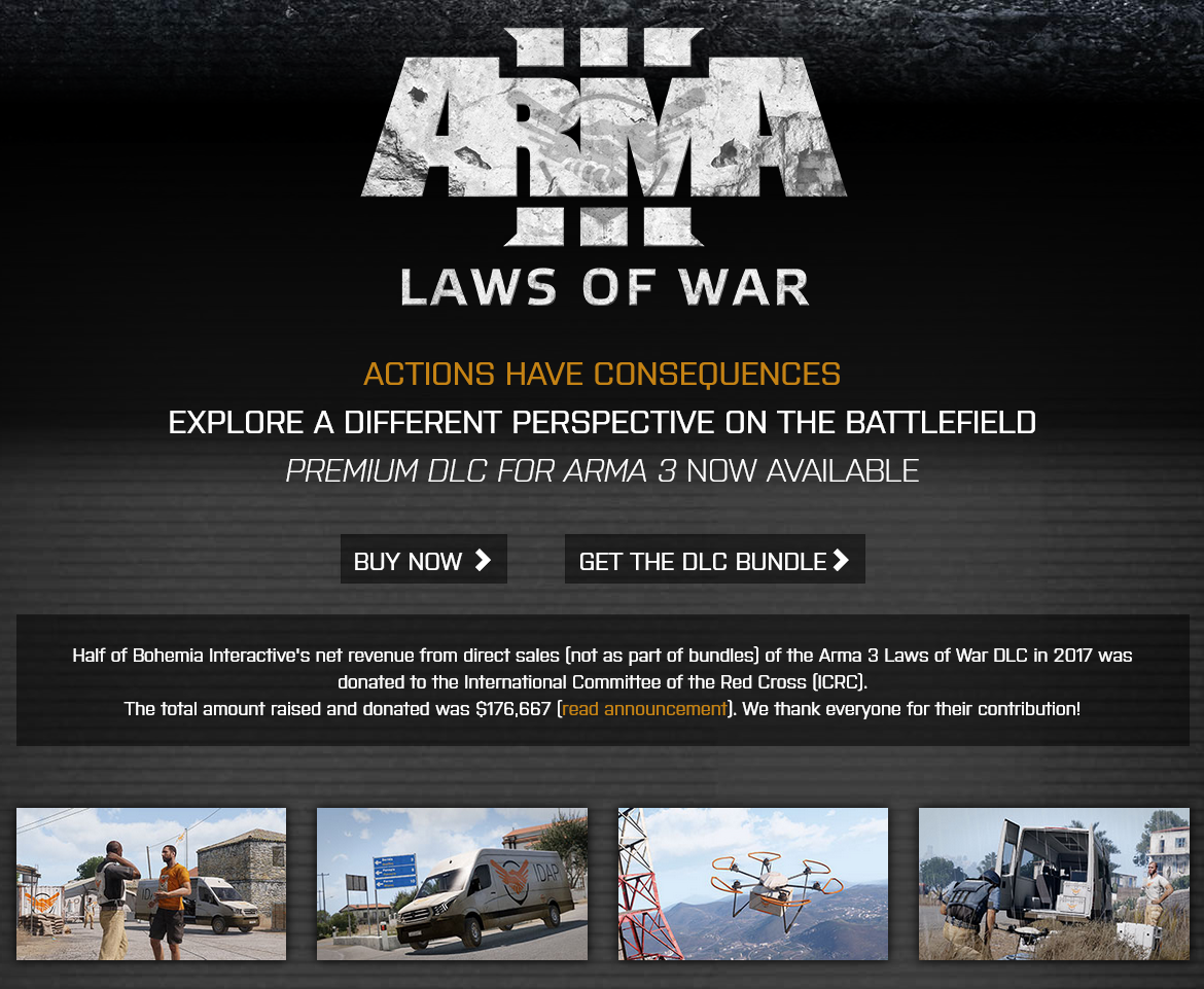 The official website for the 'Arma III' Laws of War DLC 