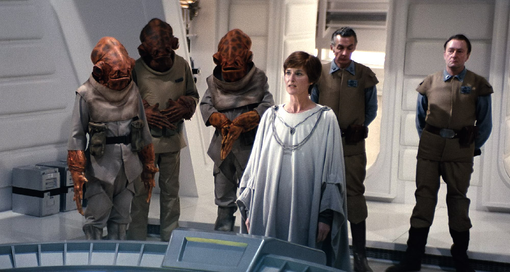 Mon Mothma addresses the Rebellion before the Battle of Endor in 'Star Wars: Return of the Jedi' (1983), Disney+
