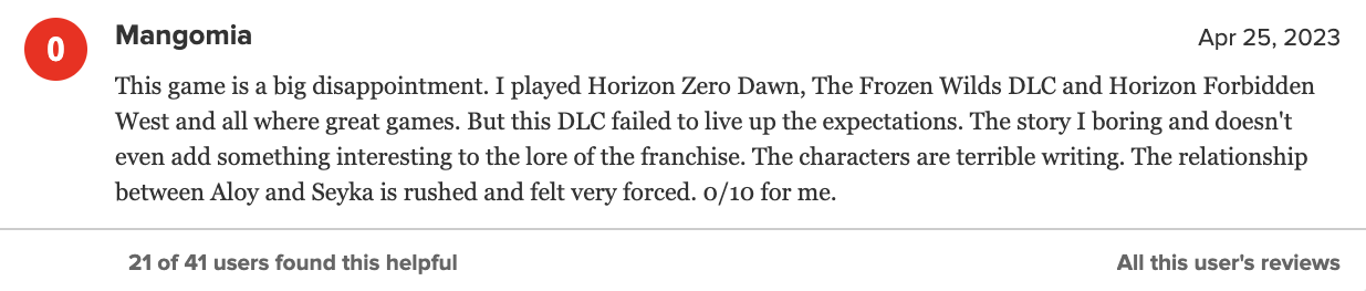 Horizon Forbidden West: Burning Shores is getting slammed on Metacritic  (story spoilers)