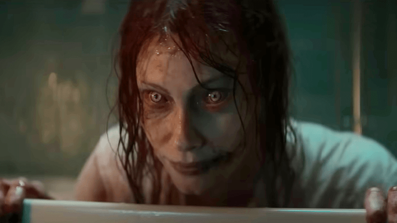 ALYSSA SUTHERLAND as Ellie in New Line Cinema’s horror film “EVIL DEAD RISE,” a Warner Bros. Pictures release. © 2023 Warner Bros. Entertainment Inc. All Rights Reserved. Photo courtesy of Warner Bros. Pictures.