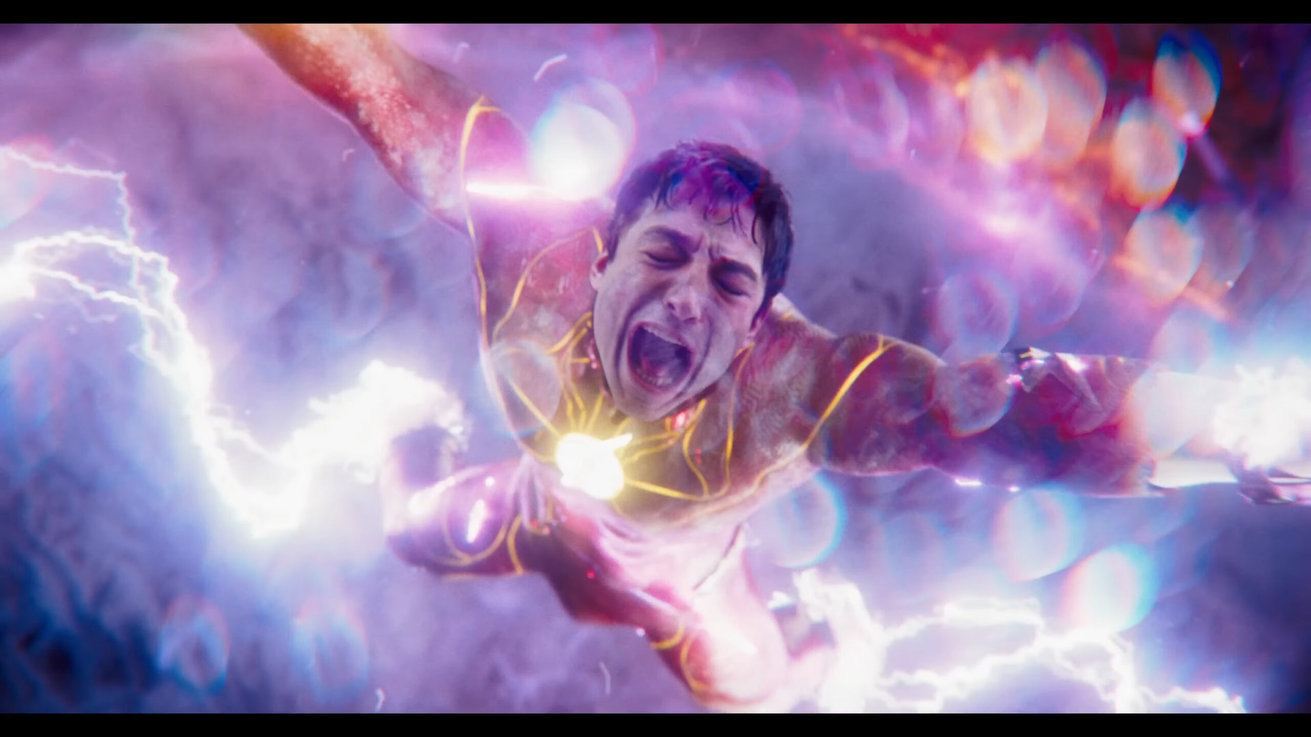 Barry Allen (Ezra Miller) attempts to kick start his powers in The Flash (2023), Warner Bros. Discovery