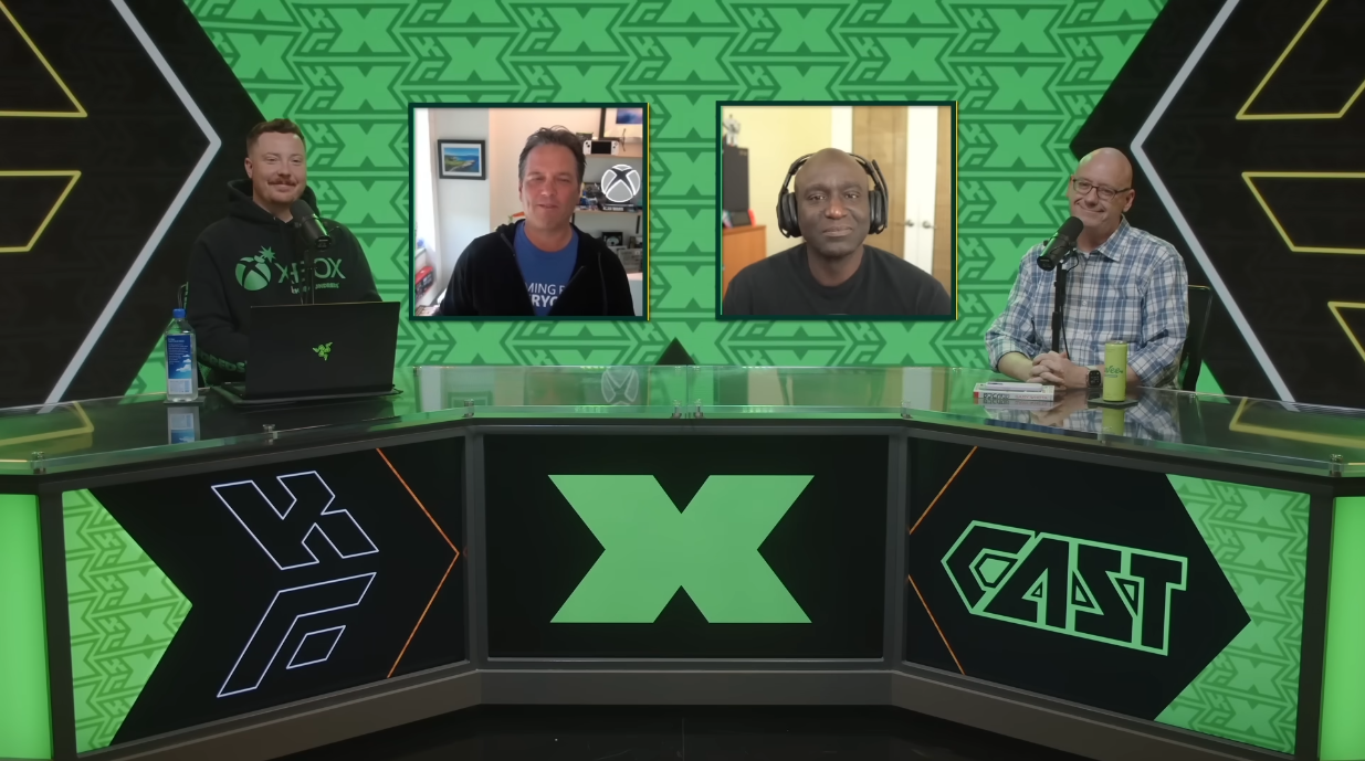 Phil Spencer jokes about being fired to "Snowbike" Mike Howard, Parris Lilly, and Gary Whitta on the Kinda Funny XCast via Kinda Funny Games, YouTube