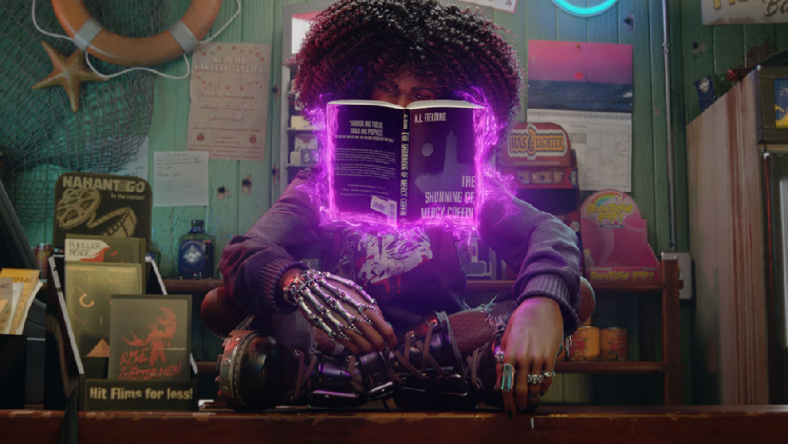 Layla Ellison (Queen Noveen) studies up in Redfall (2023), Microsoft