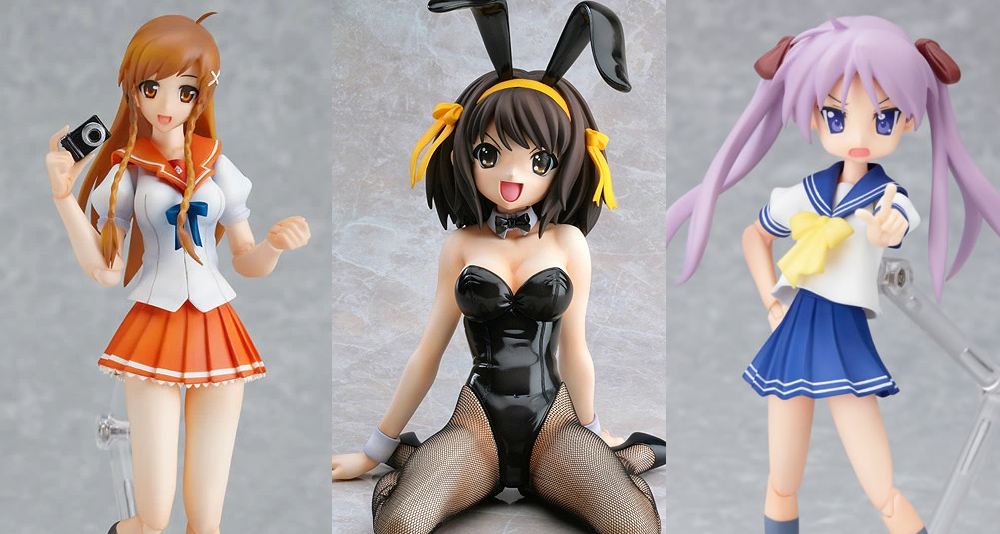 Mirai Suenaga, Haruhi Suzumiya and Kagami Hiiragi figures from Good Smile Inc.