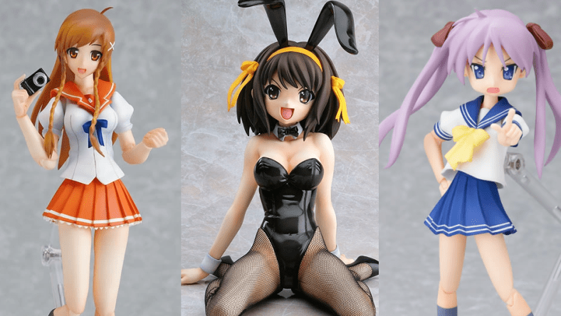 Mirai Suenaga, Haruhi Suzumiya and Kagami Hiiragi figures from Good Smile Inc.