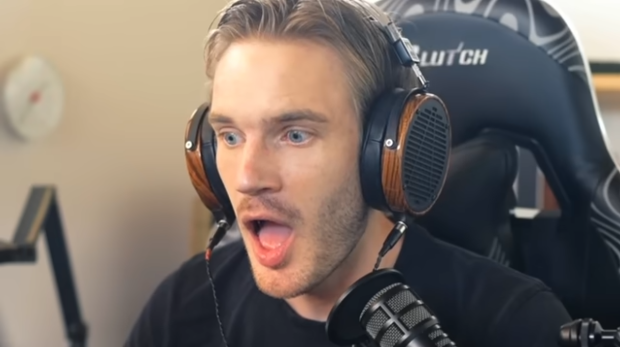 PewDiePie looks shocked via I Tried Making AI Video... Accidentally made Nightmares!!, YouTube