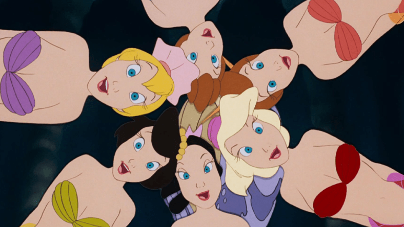 Aquata, Andrina, Arista, Atina, Adella, and Allana in The Little Mermaid (1989), Disney