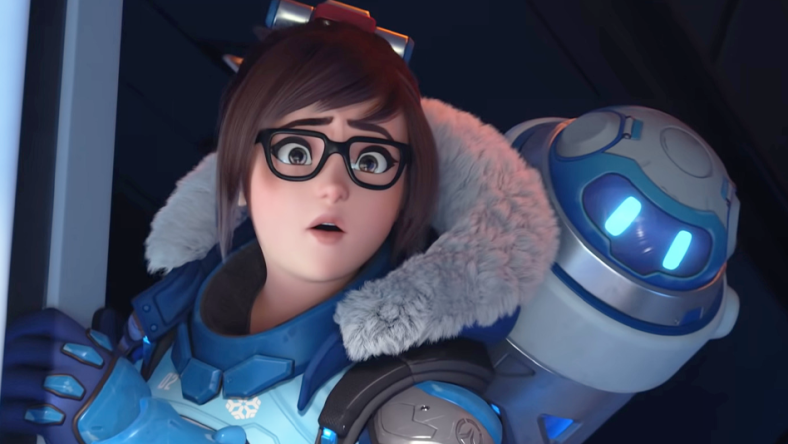 Mei (Elise Zhang) looks out on the Omnic's rampaging across Paris in Overwatch 2 (2022), Activision Blizzard