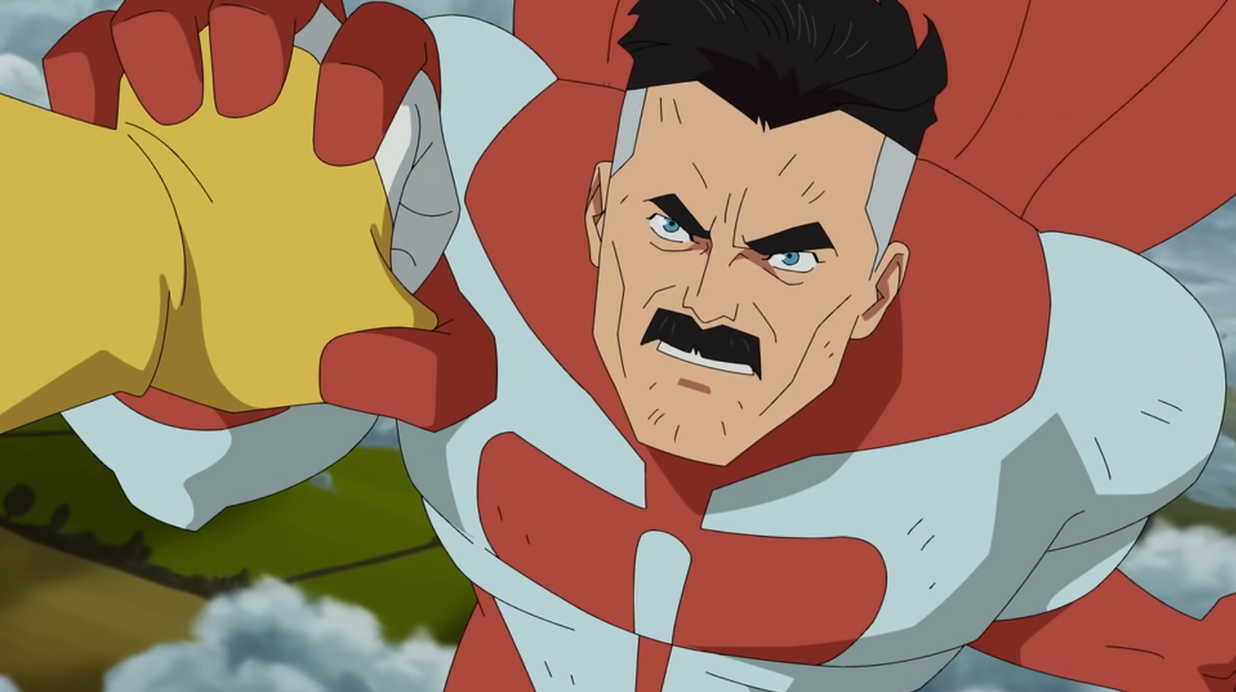 Omni-Man (J.K. Simmons) catches a punch in Invincible (2021), Amazon Studios