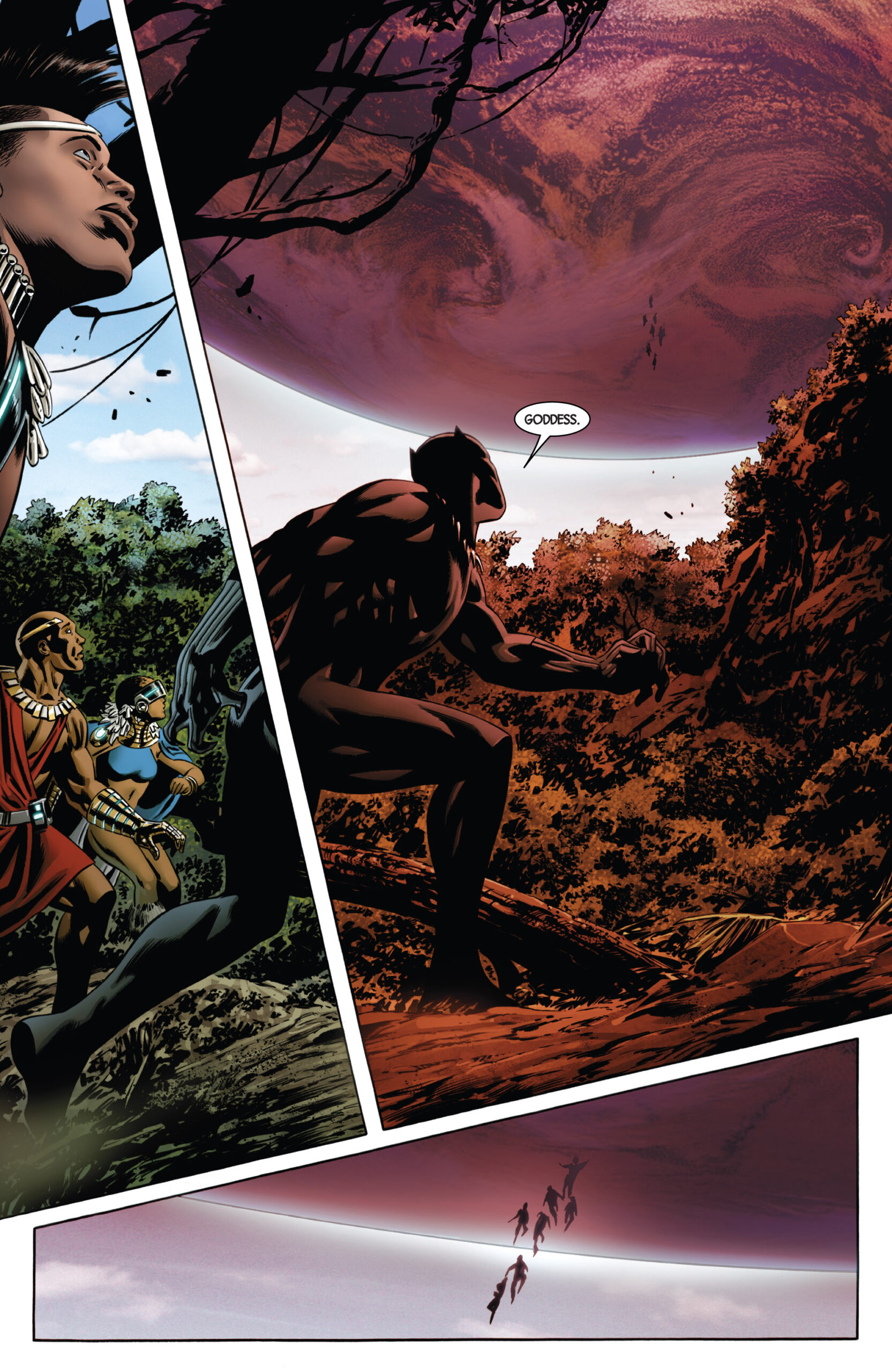 The Black Panther discovers an incursion involving Earth-616 in New Avengers Vol. 3 #1 "Memento Mori" (2013), Marvel Comics. Words by Jonathan Hickman, art by Steve Epting, Rick Magyar, Frank D'Armata, and Joe Caramagna.