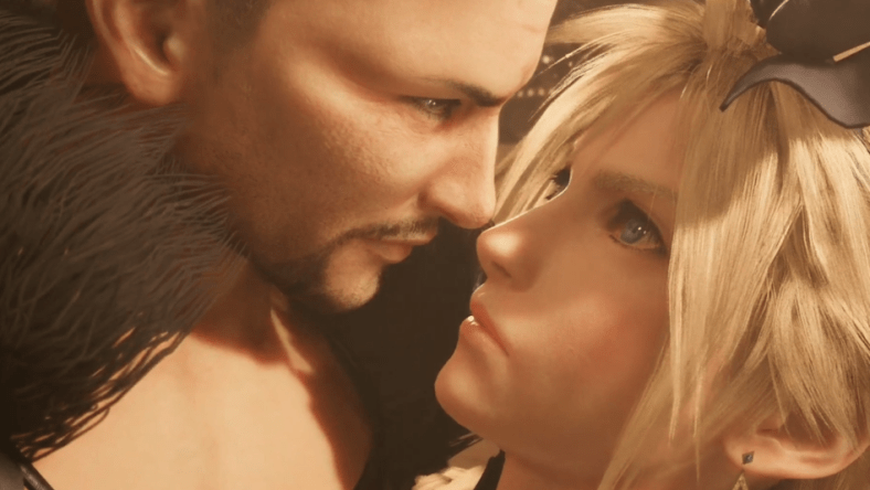 Andrea Rhodea (Trevor Devall) calls Cloud's (Cody Christian) drag is "perfection" in Final Fantasy VII (2020), Square Enix