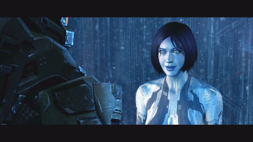 Cortana (Jen Taylor) bids farewell to Master Chief (Steve Downes) in Halo 4 (2012), Microsoft Studios